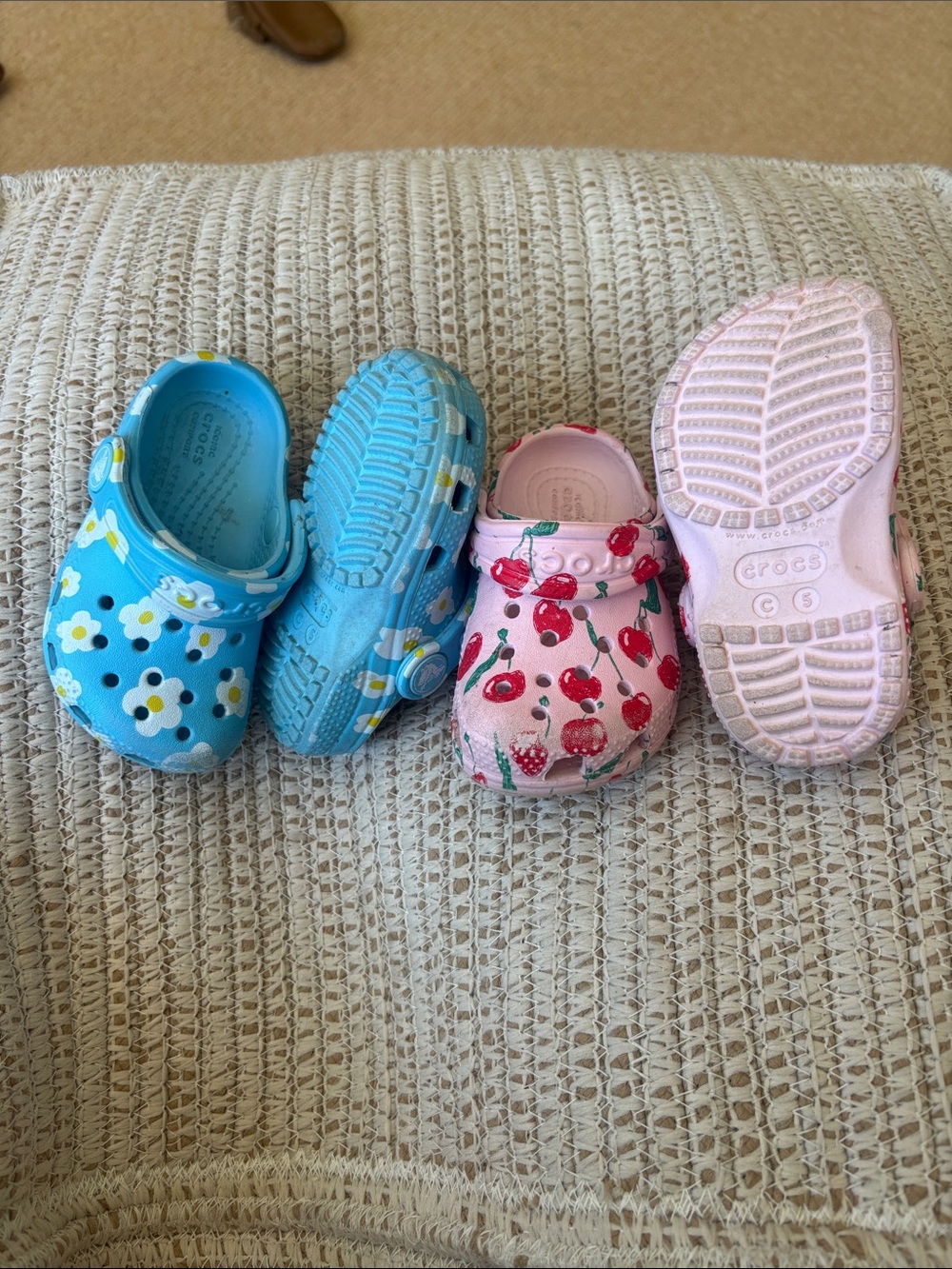 Crocs Kids Floral & Cherry Clogs - Blue and Pink